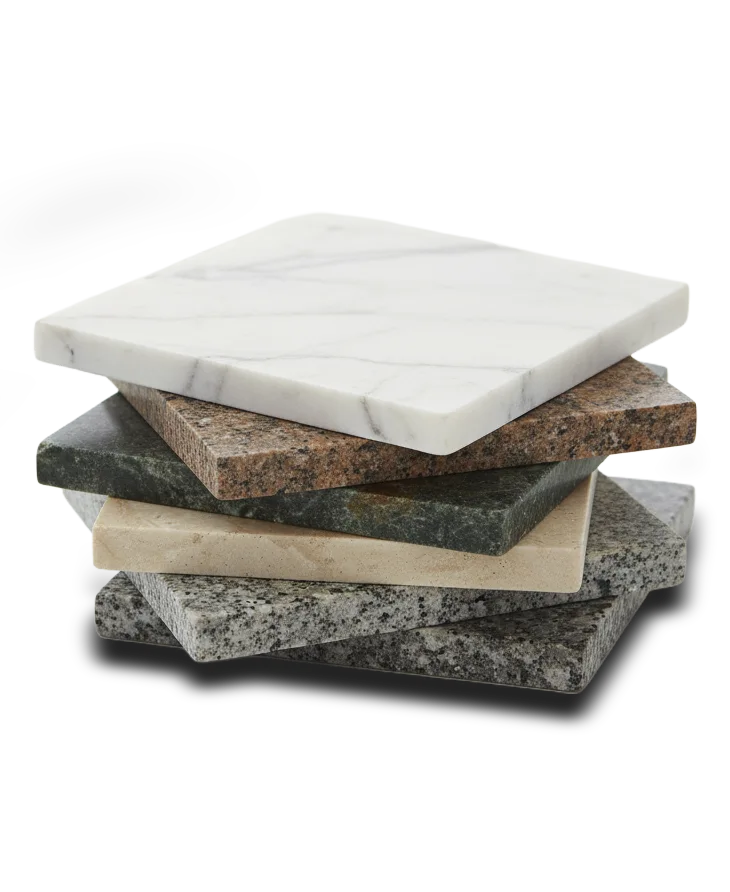layers of marble and granite stones